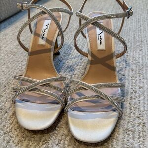 Nina Silver Rhinestone Strappy Dress Sandals